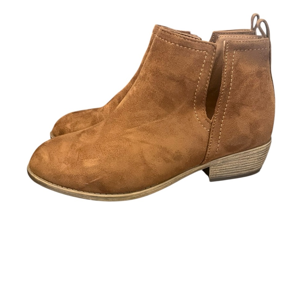 Journee Collection Rimi Brown Faux Suede Block Heel Ankle Booties Size 9